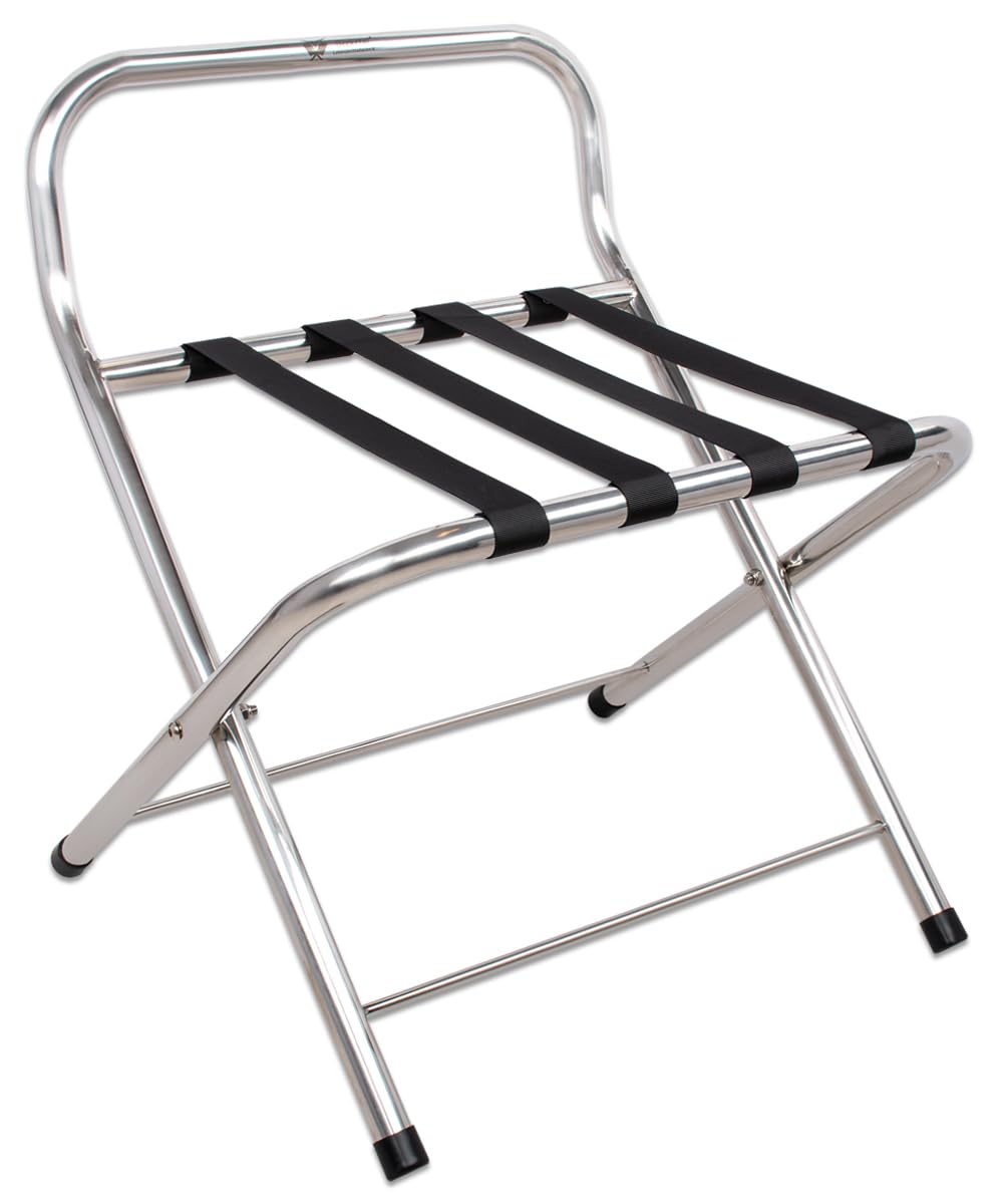 Beeketal Kofferständer KSB-50 Edelstahl Klappbar | Robuste Gepäckablage für Hotel, Pension & Gästezimmer | Kofferhalter bis 50 kg Tragkraft | Fertig montiert & Platzsparend (55x50x62 cm)