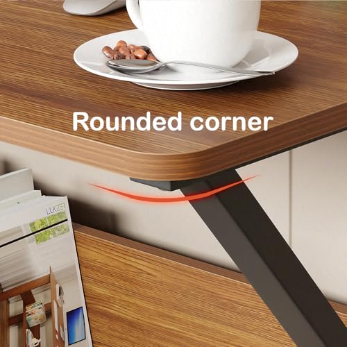 Lukzer Modern Engineered Wood Computer Desk with Built-in Bookshelf, Space-Saving Design, Oak Brown Top & Black Frame, 100x50x78cm (MST-001) - Image 7