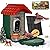 VISIOGEAR 2-in-1 Smart Wild Bird Feeder & Bath with 4K HD Camera, AI Identification Solar Bird Feeder Watching Camera Night Vision for Outdoor Birds Watching Gifts for Birdlover, Red & Green