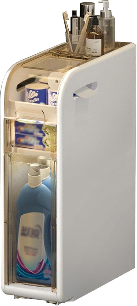 Armadietto da bagno con cassetti trasparenti, mobile alto autoportante per cucina, corridoio, soggiorno, lavanderia