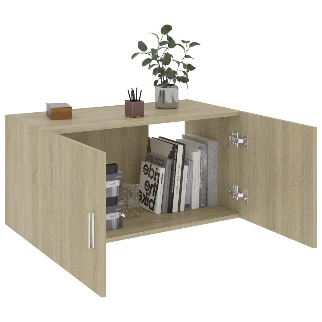 Homgoday Armadietto da parete, pensile per cucina, soggiorno e ufficio, mobili da interni in rovere Sonoma, 80 x 39 x 40 cm, in legno ingegnerizzato