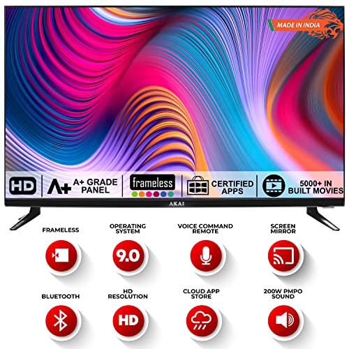 Image of AKAI 80 cm (32 Inches) HD Ready Smart LED TV AKLT32S-DFL9W (Black) | with Frameless Design