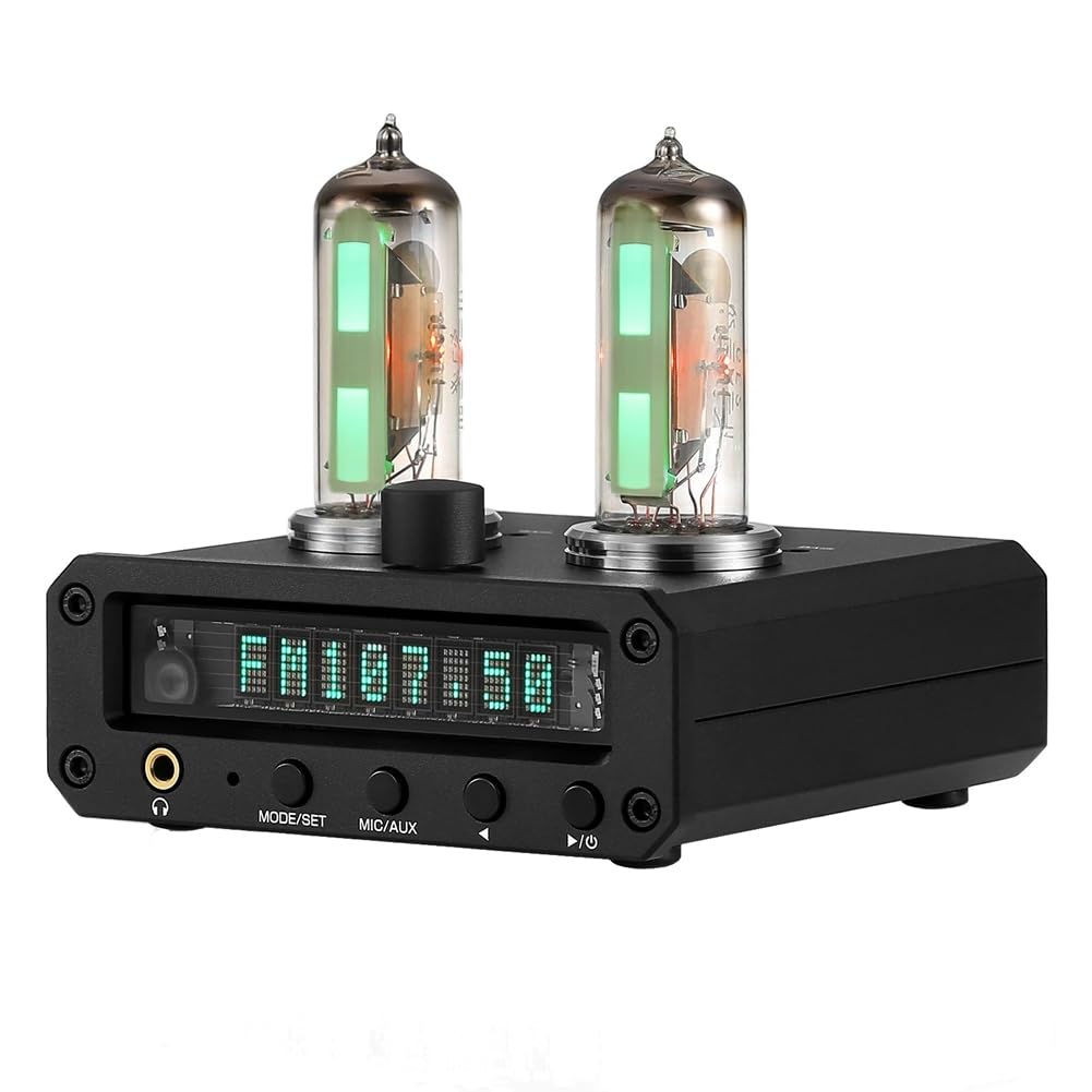 P2-FM Magic 6E2 Preamplificatore Amplificatore per Cuffie Stereo con Indicatore del Livello Radio FM Orologio VFD Spina UE