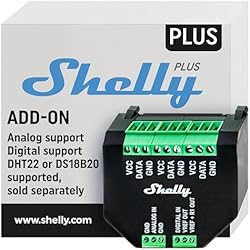 Shelly 2.5 Persianas Alexa Shelly Plus Add-On | Inalambrico & Bluetooth Para Shelly Plus Dispositivos | Medición De Temperatura Y Humedad | Automatizacion Del Hogar | Compatible Con Alexa & Google Home | iOS Android App