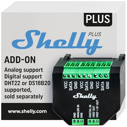 Shelly Plus Add-On | Wi-Fi & Bluetooth Add-On for Shelly Plus Devices | Measure Temperature and Humidity | Home Automation | Works with Alexa & Google Home | iOS Android App |No Hub | Digital Sensor Cover
