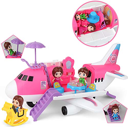 Tuko Transport Cargo Airplane Car Toy Play Set for 3+ Years Old Boys and Girls(Pink)