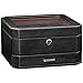 ROTHWELL 6 Slot Leather Watch Box with Valet Drawer - Luxury Watch Case Display Organizer, Microsuede Liner, Locking Mens Jewelry Watches Holder, Men's Storage Boxes Holder Large Glass Top (Black/Red)