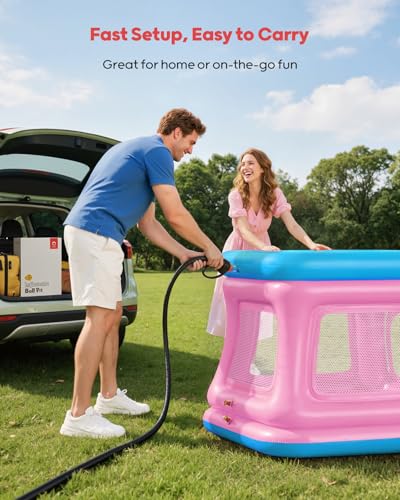Image of QPAU 3-in-1 Inflatable Bounce House with Pump for Toddlers 1-3