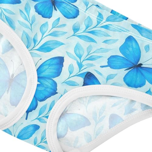 Joisal Aesthetic Toddler Underwear Floral 2t Cotton Little Girl Panties Blue Butterflies Leaves Underpants Briefs4