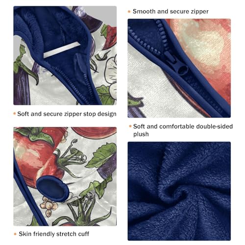 Vegetable Floral Pattern Print Toddler Fleece Jacket Girl Boys Hooded Fleece Jacket Coat Warm Outwear Zip-up 3-10T3