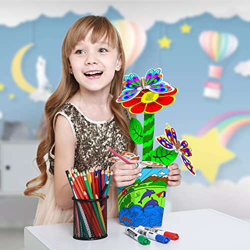 Karton 3D Puzzles For Kids - Diy Flower Craft Paint Kit - Unique For Kids - 3D Puzzle Toys Box Birthday Gift - Coloring Puzzle Set For Kids Ages 3-5, 5-7, 4-8, 8-10 #TOP1