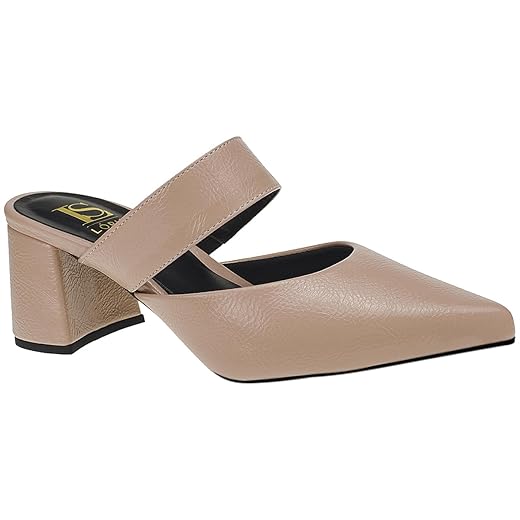 Scarpin Feminino Mule Social Salto Bloco Tamanco Bico Fino 0001