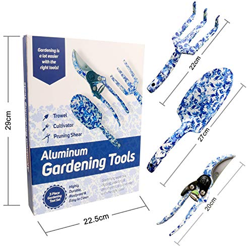 X99 Aluminum Gardening Gifts Garden Tools Set with Ergonomic Handles Including Cultivator, Trowel, Pruning Shear, Perfect for Garden Lover, Floriculturist (3 packs)