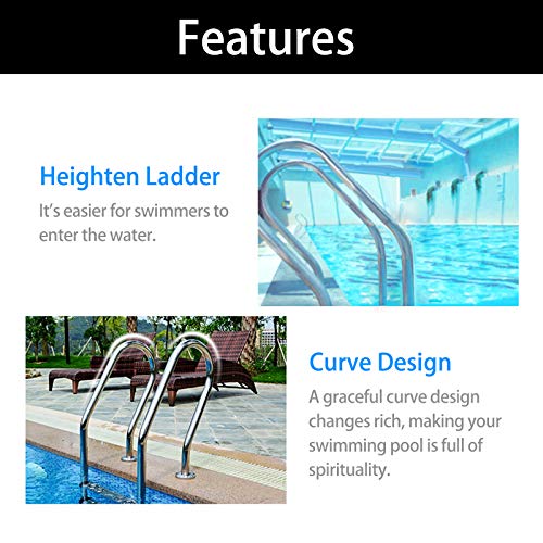 Escalera para piscina de acero inoxidable 3 peldaños antideslizante miniatura 4