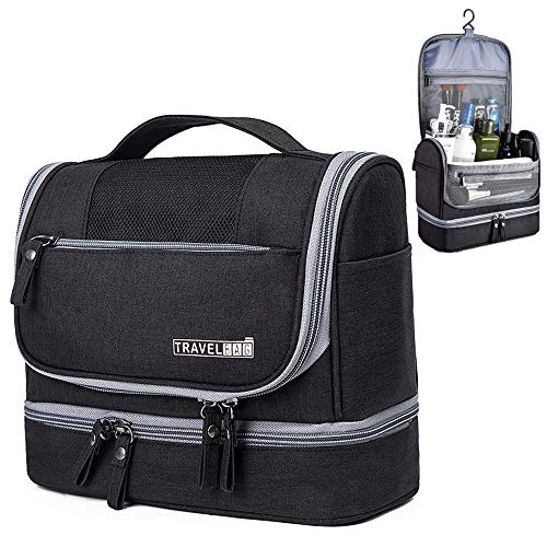 Hanging Toiletry Bag Large Travel Toiletry Organizer Portable Toiletries Bag Women Men Waterproof Cosmetic Bag with Hook and Handle(Black)