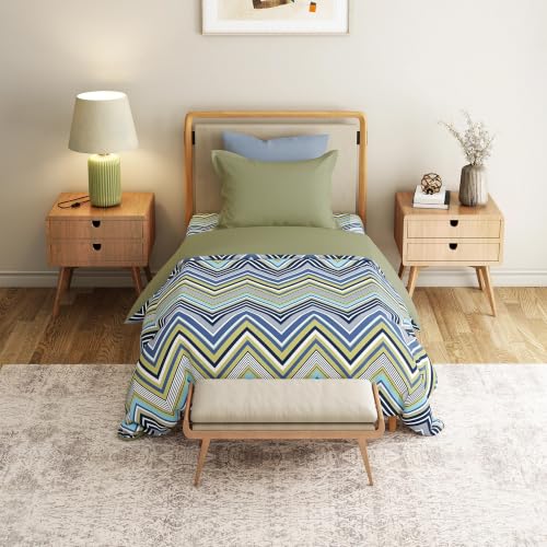 Image of Mytrident Bedsheet for Single Bed Cotton | 60 inch x 90 inch | Wave Blues | 120 TC Single Bedsheet with Pillow Cover| Soft and Breathable | Everyday Collection