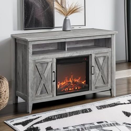 Belleze Corin Electric Fireplace with Remote Control for TVs up to 55 Inches - Grey - Image 6