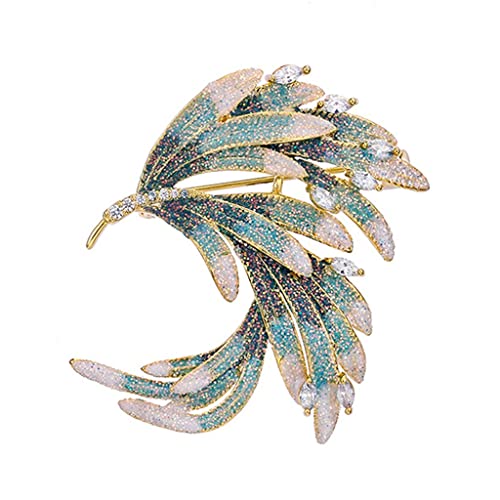 Broche plume en zircon style européen bijou rotatif de luxe pour le soir