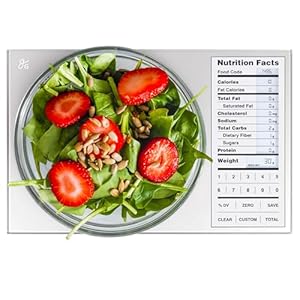 Greater Goods Food Scale with Nutrition Calculator, Non Connected Calorie Scale for Meal Prep, Weight Loss, 2000 Pre-Loaded Food Codes, Compact Kitchen Scale, Battery Operated, 11lb Capacity, Silver