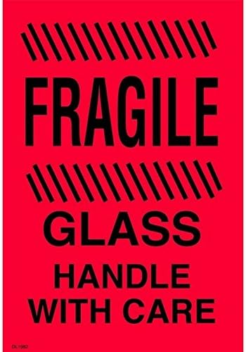 4" x 6" Fragile Glass Handle with Care Labels (500 per Roll)