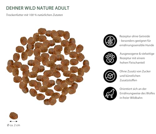 Dehner Wild Nature Hundetrockenfutter Bergweide | Premium Trockenfutter | getreidefreies Hundefutter mit Pferd | für ausgewachsene Hunde | hoher Fleischgehalt | für sensible Hunde | Adult | 12 kg