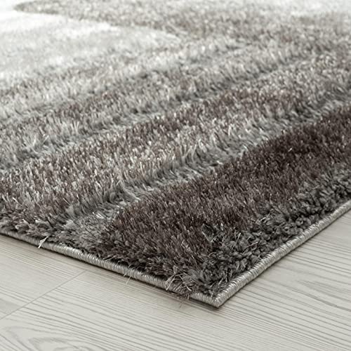 Image of Carpets for Living Room 3 x 5 Feet Soft Smooth Thick Non-Slip Fluffy Shaggy Area Rug for Bedroom, Drawing, Kids Room, Office with Upto 2 Inch Microfiber High Pile (Gray Silver A)