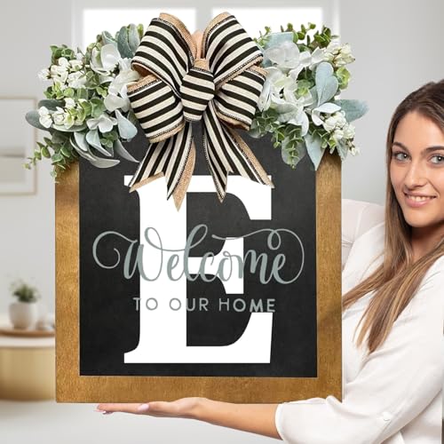 Last Name Welcome Sign for Front Door, Wreaths for Front Door-14