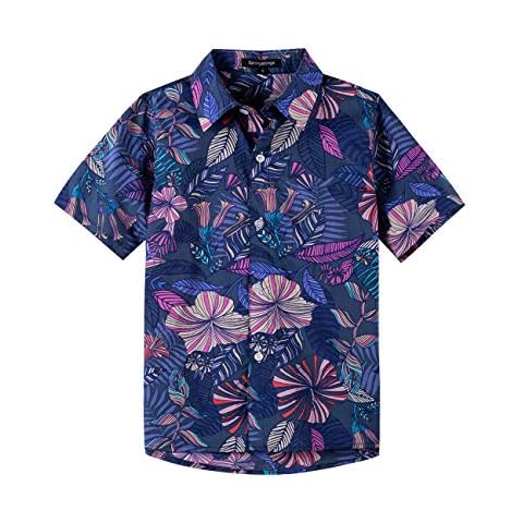 Camisa hawaiana de manga corta para niño Spring&Gege con estampado de dibujos animados Aloha Cover