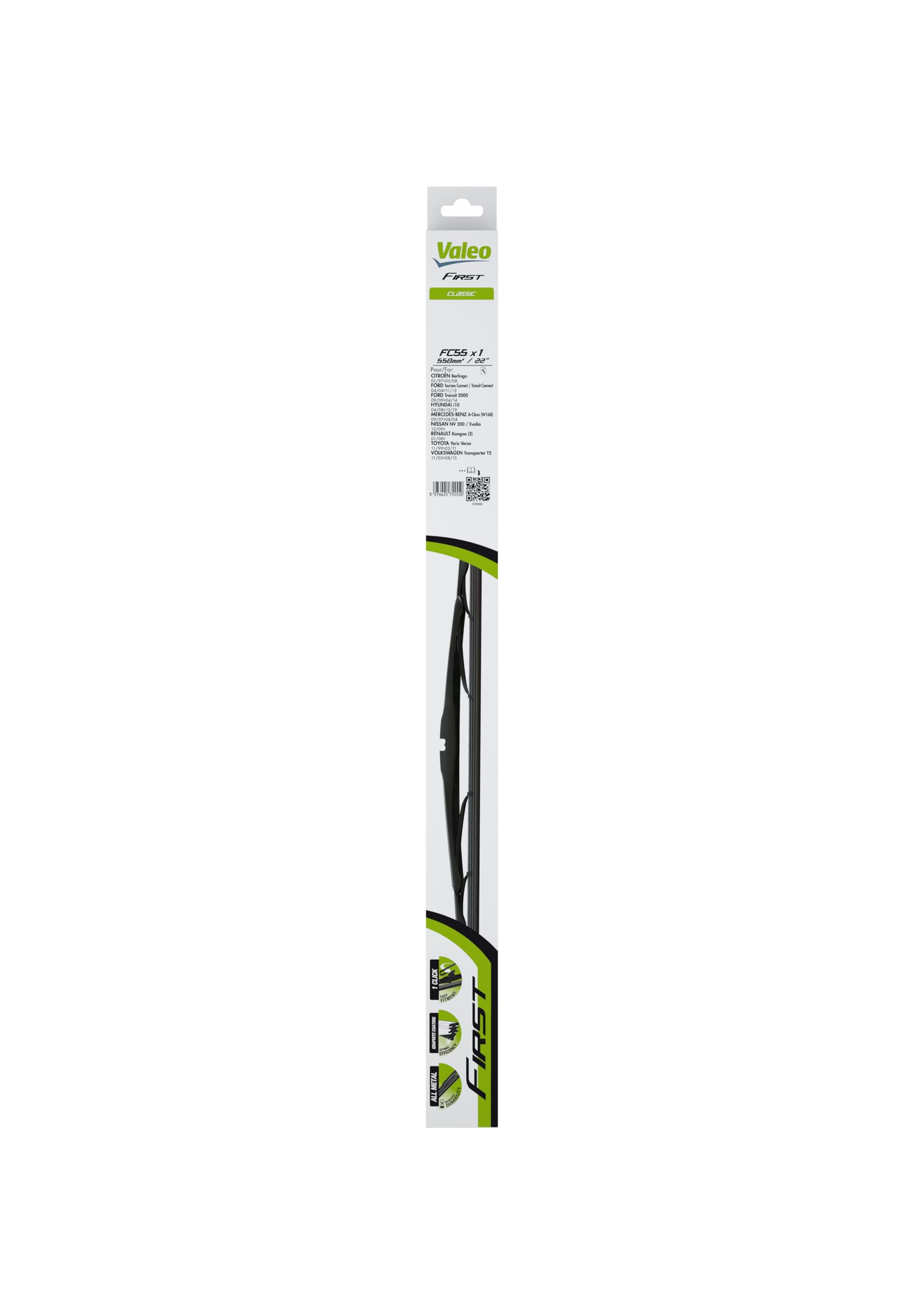 Passenger Side VALEO-OE 575555 Wiper Blade for ALFA ROMEO,AUDI,BMW,CHEVROLET,CHR