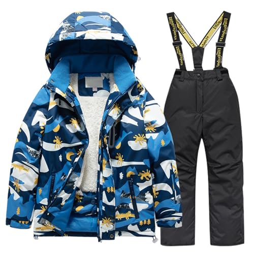 Toddler Kids 2-Piece Snowsuit Boys Girls Waterproof Snow Suits Baby Winter Ski Jacket & Snow Bib Pants Outfit 4-16Y