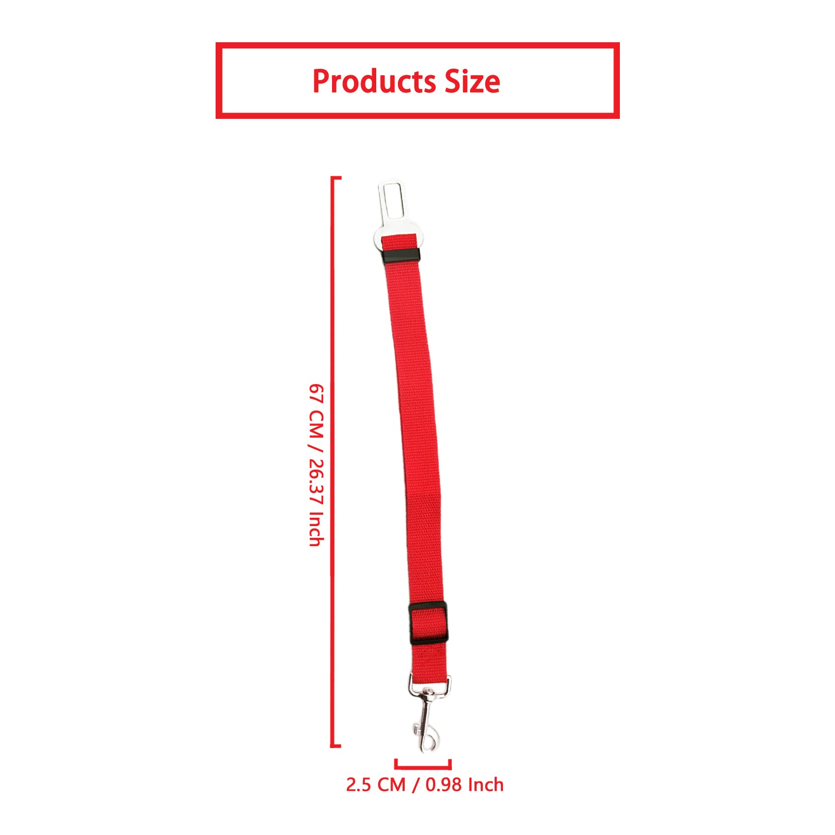 PANYTOW Adjustable Dog Safety Belt for Car-Dog Seat Belt for Car -Dog Car Harness, Red - Image 2