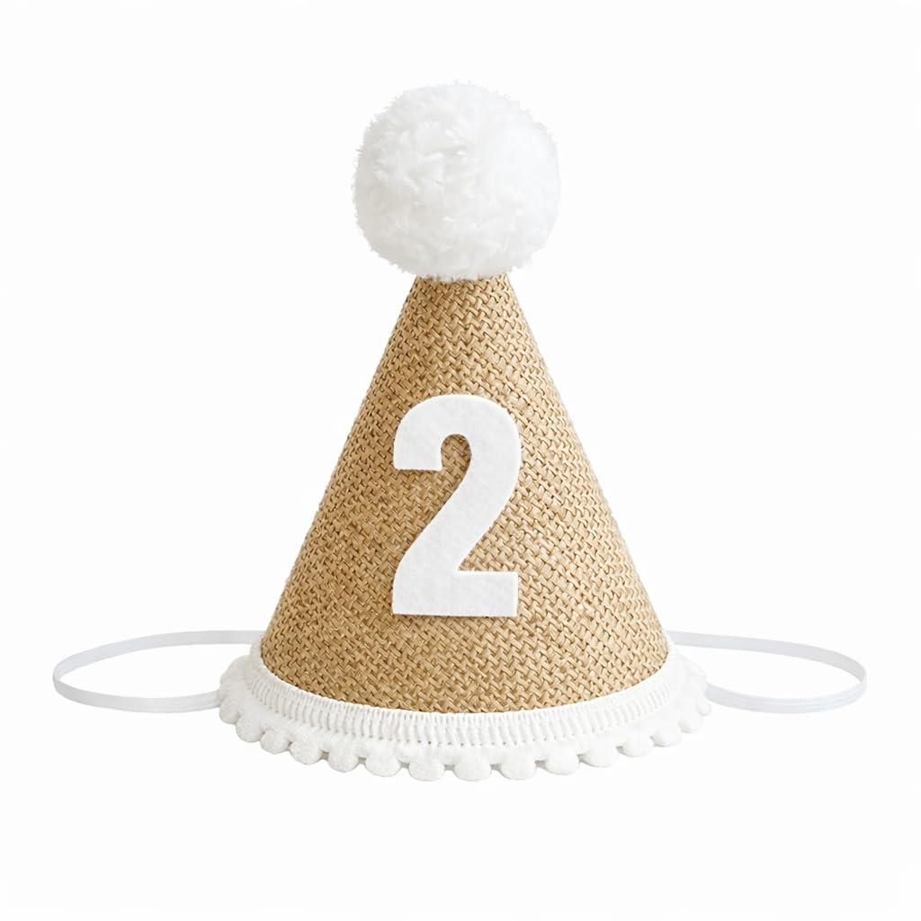 Baby Birthday Cap – Jute Cone Style Headband | Make milestone birthdays unforgettable – adorable jute cone headband with bold felt number-image-22