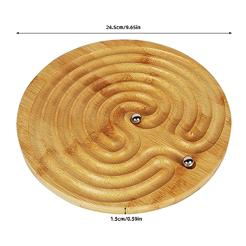 TOWO Wooden 2-in-1 Solitaire and Labyrinth Game Set- Classic one player Board Game 25cm 9.8” Marbles-Balancing & Strategy Game-Brainteaser Maze for 6 years old to Adult - Image 4