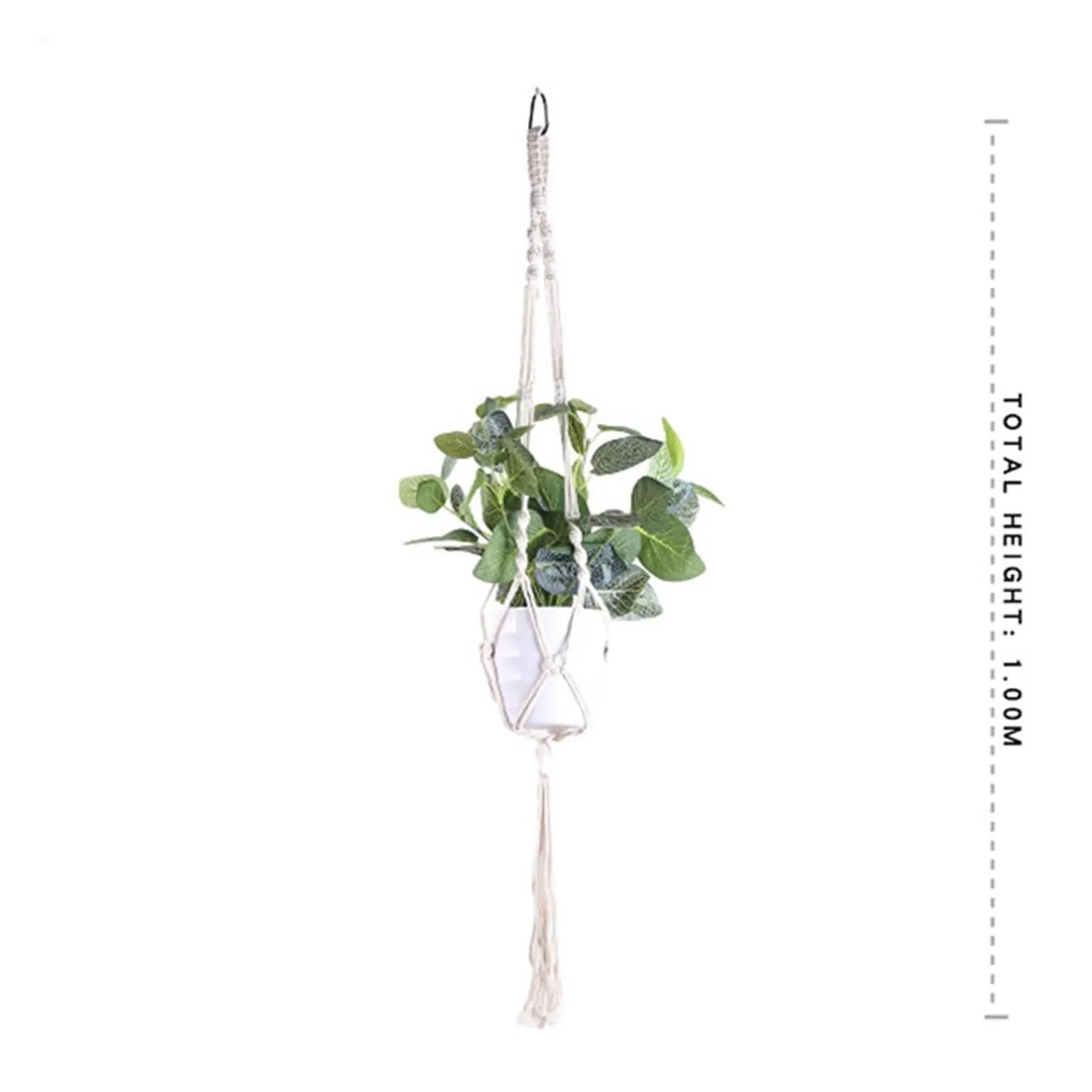 Lot de 5 suspensions en macramé pour plantes grasses, pothos, décoration de plafond (noir sans pot)