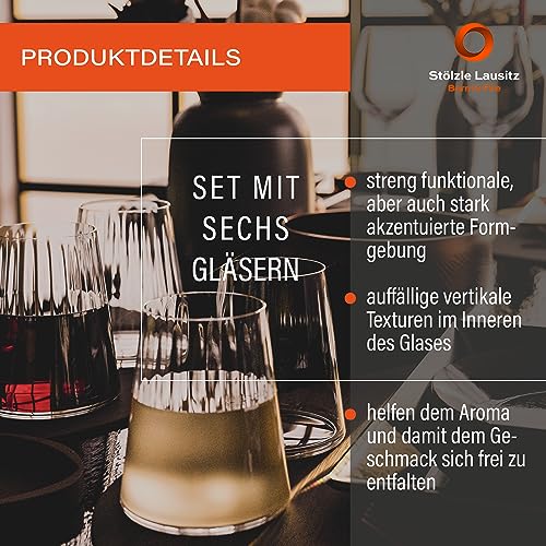 Stölzle Lausitz Crystal White Wine Glasses Set of 6, 380ml Capacity, Symphony Series, Transparent - Image 2