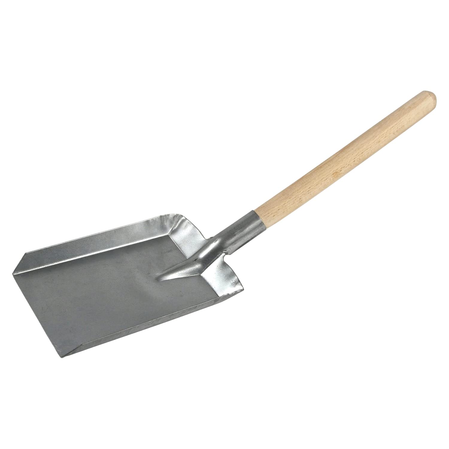 Coal Shovel Galvanised Metal with Wooden Handle, Ash Dust Shovel, Fireside Pan, Easily Collect Coal, Ashes, and Dust