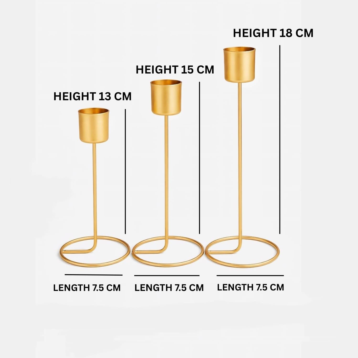(Set of 6) Gold Metal Taper Candle Holder with (6 White Candles Included) - Decorative Stands for Home Decor, Table Centerpiece, Wedding & Festival Decoration, Elegant Golden Stick Holders 4