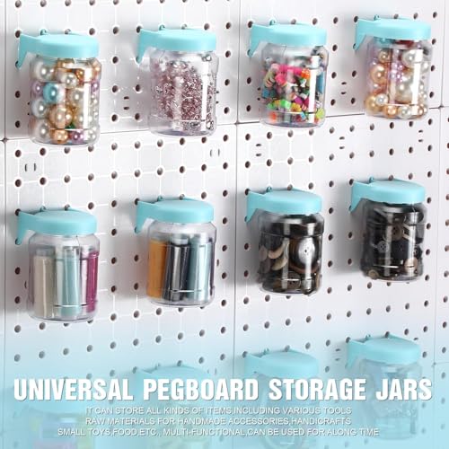 Image of Unittype 20 Set Pegboard Organizer Accessories Peg Boards Jars with Lids Plastic Pegboards Bins Storage Containers Clear Peg Board Wall Organizer for Garage Sewing Office Home Supplies(Light Green)