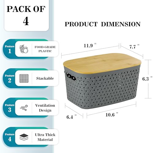 Anysig 4 PACK STORAGE BASKET Plastic Storage Bins thumb #1