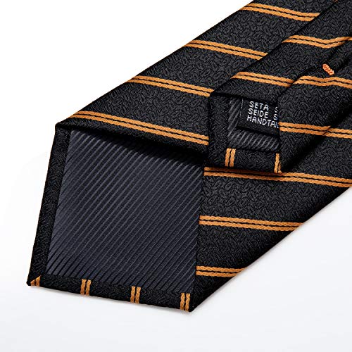Image of DiBanGu Mens Striped Tie Silk Woven Necktie and Pocket Square Cufflinks Tie Clip Set Wedding Business Formal Gift Tie for Men
