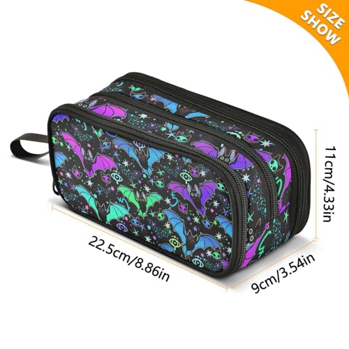 Image of Magic Bat Large Capacity Pencil Case Pencil Pouch Pen Box | 3 Compartment Large Storage Pencil Bag for Adults School Office Teen Girl Boy Men Women