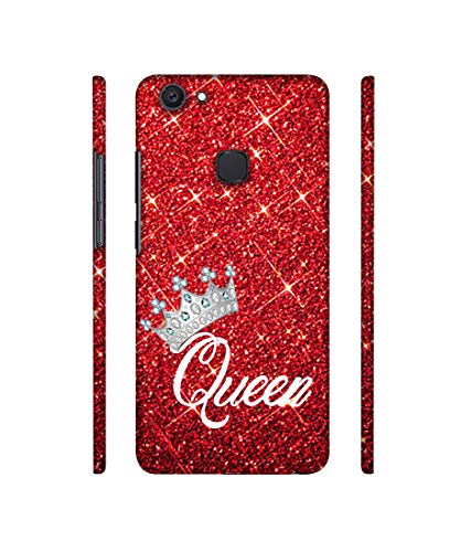 Image of Amazon Brand - Solimo Designer Queen On Red Glitter 3D Printed Hard Back Case Mobile Cover for Vivo V7 Plus