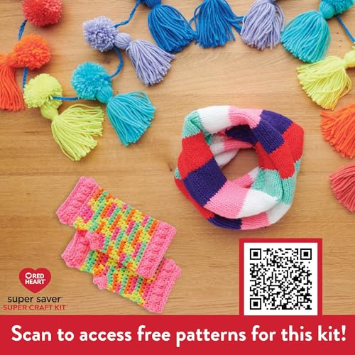 Image of Red Heart Super Saver Yarn Super Craft Kit Brights,with 50 Countg /1.7 oz. 4 Medium Worsted Yarn for Knitting & Crocheting,12 Colors,Perfect for Chunky Sweaters,Blankets,Amigurumi,50 Count (Pack of 10)