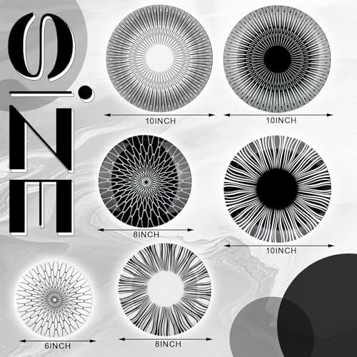 Hicarer Set of 6 Black and White Plate Wall Decor Minimalist Ceramic Plate Wall Art with W-shaped Invisible Hooks & Silver Nails, Multi-use Dinner Plates for Home Office Art & Dining - Image 3