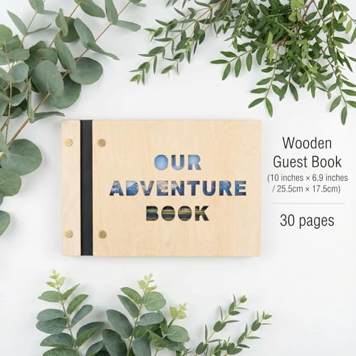 Álbum de Fotos de Madera 'Our Adventure Book' 6,9" × 10", Libro de Recuerdos para Viajes, Boda, Aniversario, Regalo para Pareja o Amigos miniatura 3