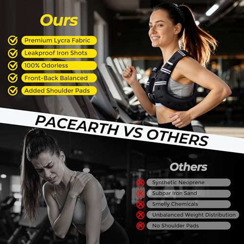 Image of PACEARTH Weighted Vest,6lb /8lb /10lb /12lb /16lb /20lb /25lb /30lb Weight Vest with Reflective Stripe, Body Weight Vests for Women, Men, Weight Loss Workout, Strength Training, Running, Walking, Jogging
