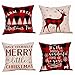 4 Pack Farmhouse Christmas Red Black Buffalo Plaids Throw Pillow Case Have Yourself A Merry Little Christmas Quotes Deer Snowflake Xmas Trees Holiday Decorative Cushion Cover Cotton Linen 18x18 Inch