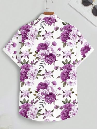 Men's Floral Print Short Sleeve Shirt - Casual Stylish Button-Up​3