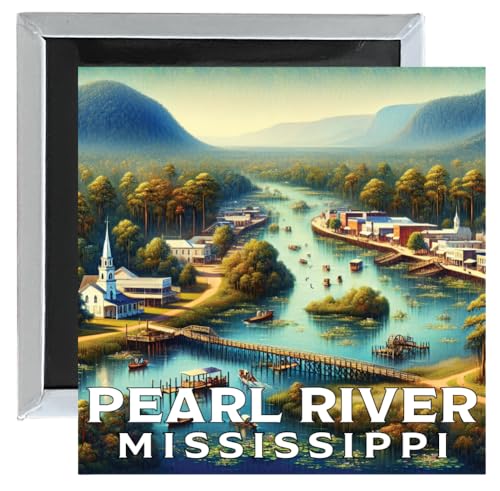 Pearl River Mississippi Mementos Souvenir 2.5 x 2.5-Inch Fridge Magnet Single