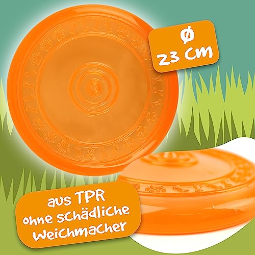 rootsnoot Frisbee FÜR Hunde | weich und super stabil | schwimmfähig | besonders Zahn - schonend | SCHADSTOFF FREI (NEON - Orange)